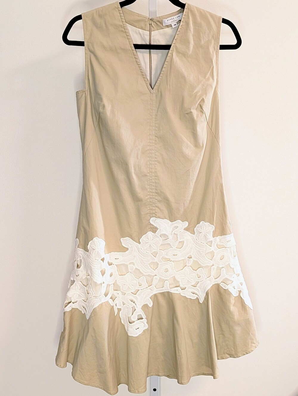 Derek Lam Collective Khaki Lace V-Neck Dress - Picture 3 of 5